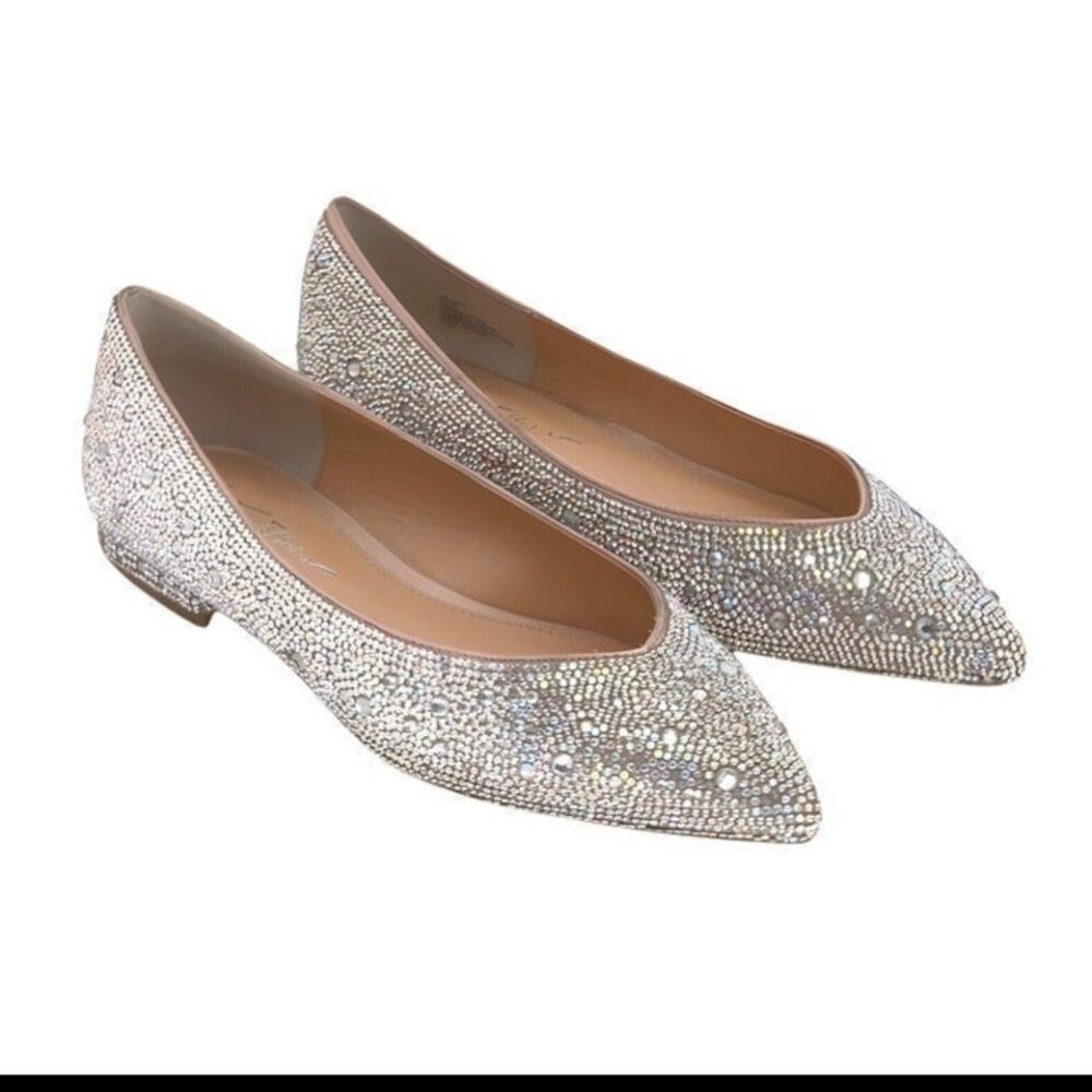 Betsey Johnson - Sz 8.5 Rhinestone Crystal SB Jude Ballet Point Toe Flats